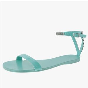 Aaj by Aminah Womens Viktoria Embellished Sandals Turquoise Ankle Strap / 8.5M